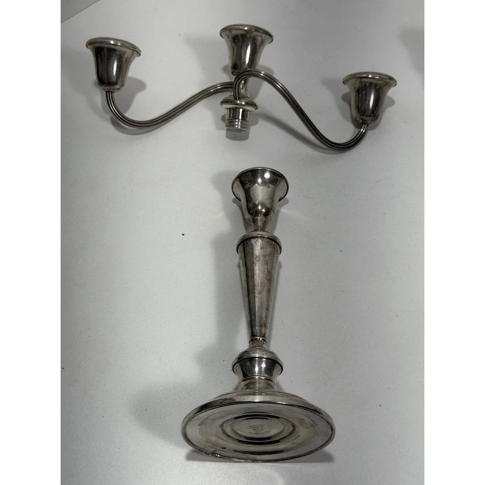 Gorham Sterling Silver Weighted Twist 808/1 Candelabra‎ Dents On It Pair